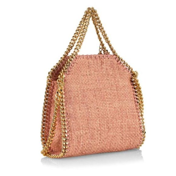 Stella McCartney Handbags - Stella McCartney Tiny Falabella Three Chain Raffia Crossbody Bag Brick